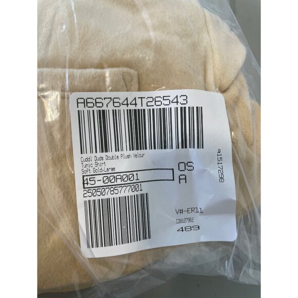 Cuddl Duds Double Plush Velour Tunic Shirt Size Large Button Front Soft Gold - Picture 2 of 7